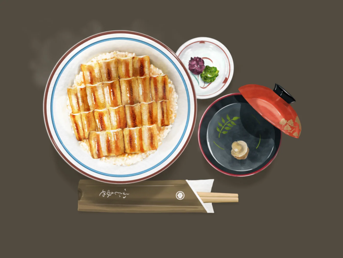 Official shop logo and anago-meshi photo.