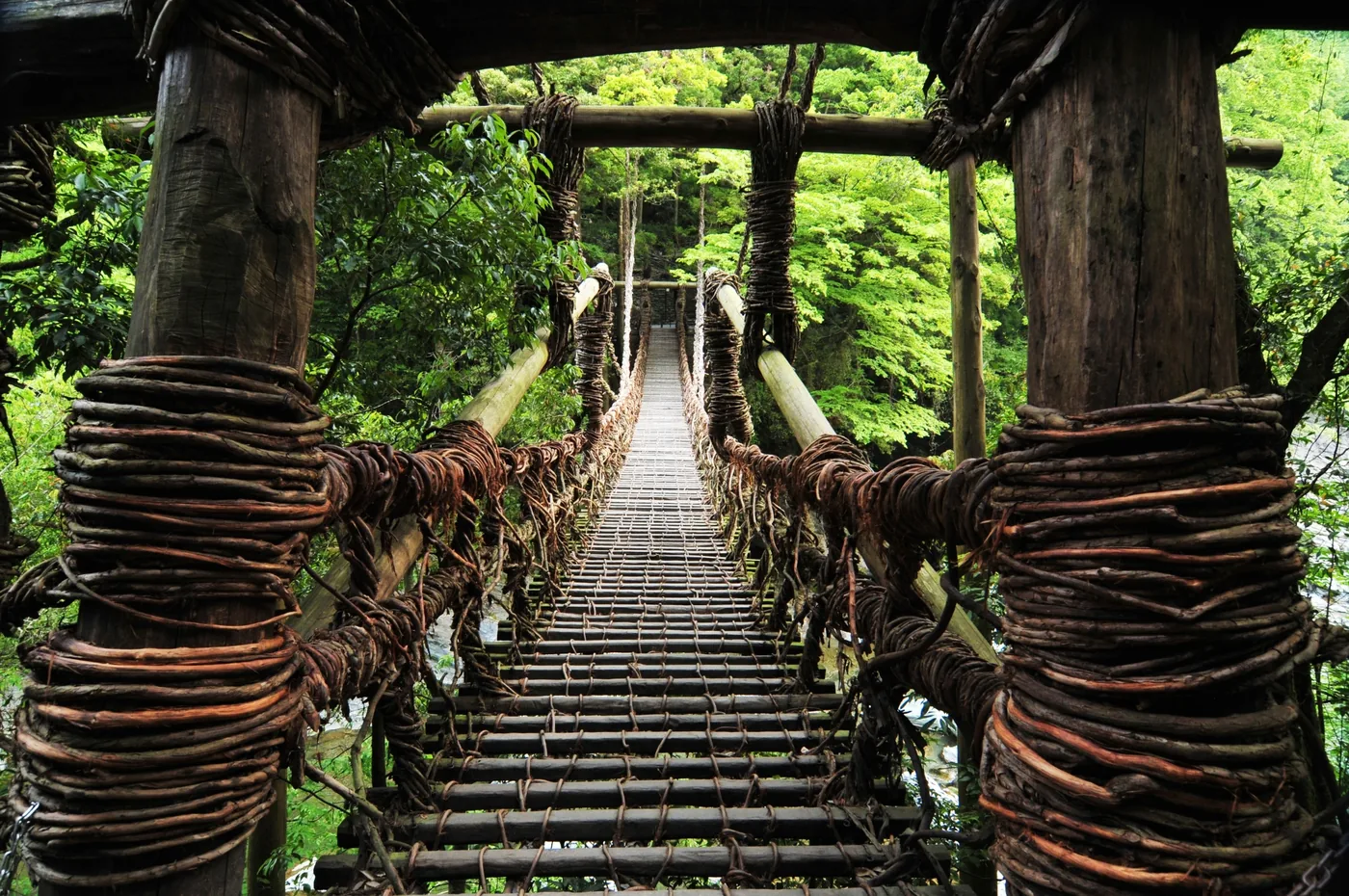 Puente de lianas de Iya, fotografía de Miyoshi City Tourism.