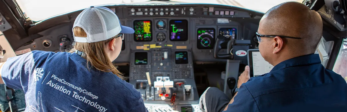 Pima Aviation Technology students training on aircraft instruments