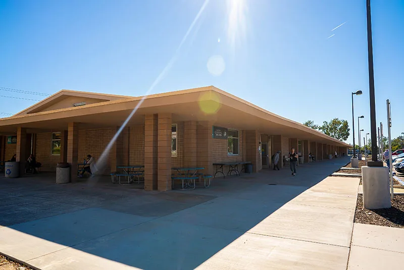 Students outside the San Diego College of Continuing Education site at Miramar.