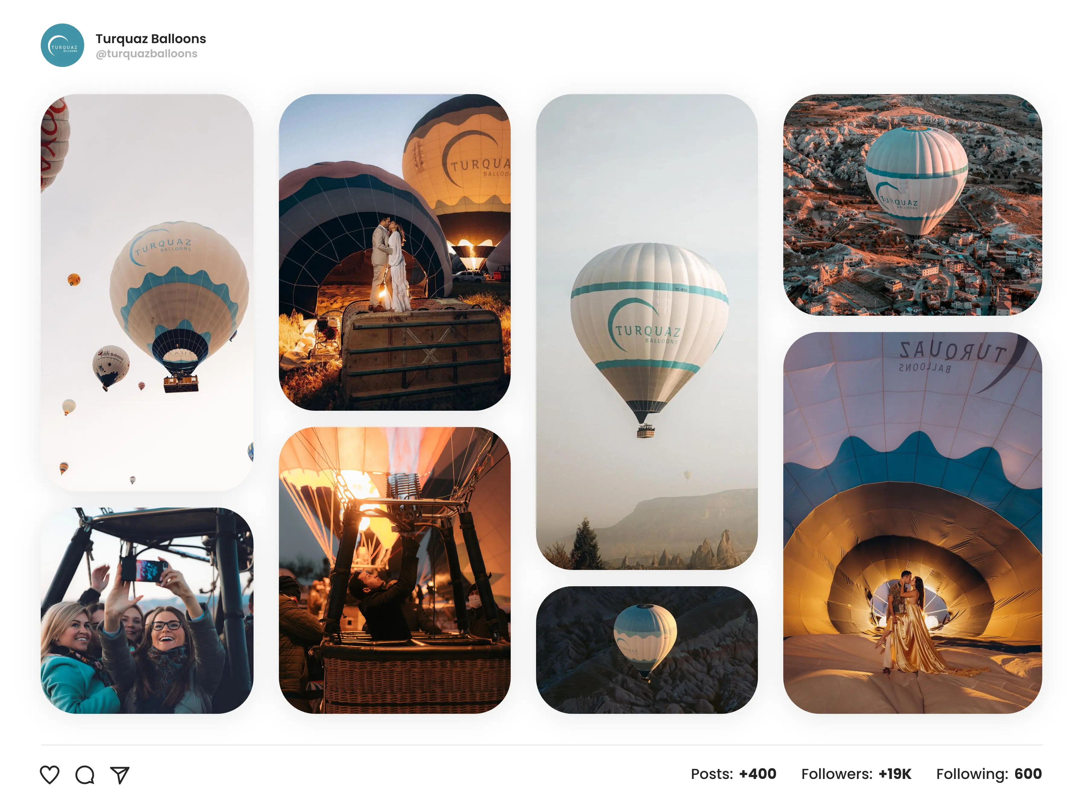 Collage de vuelos, globos y experiencias publicado por Turquaz Balloons