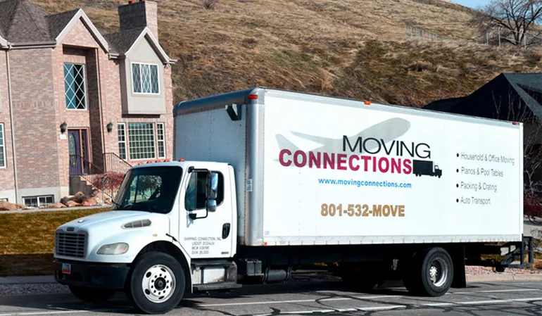 Moving Connections branded truck, photograph on the official Utah movers page.