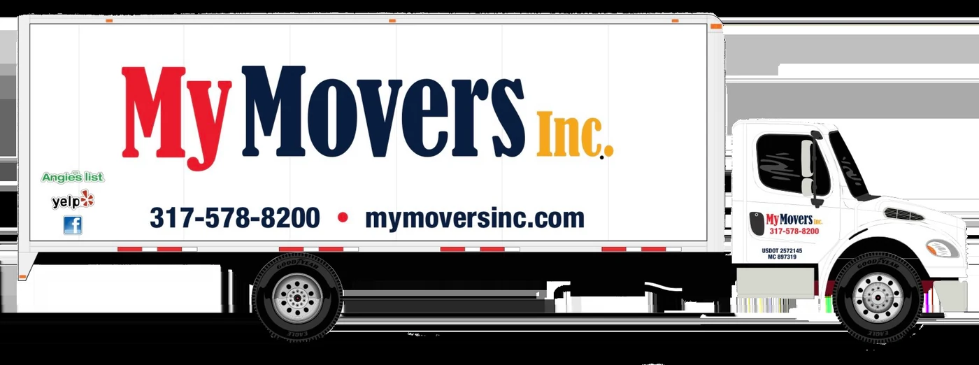 Equipo y vehículo de My Movers Inc. en una mudanza