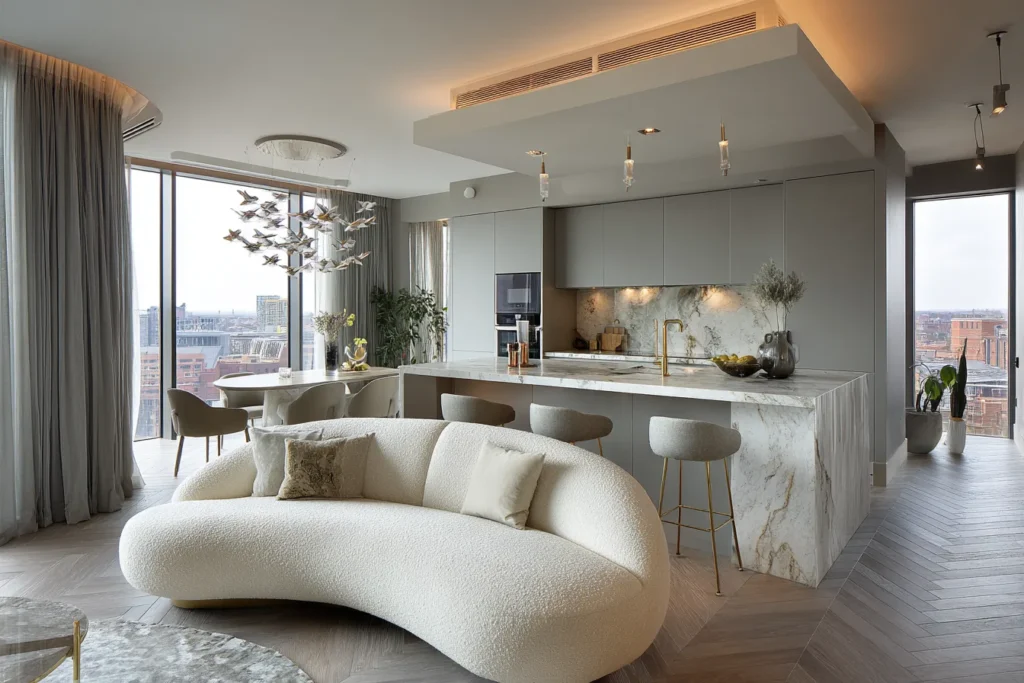 Cocina moderna con muebles y superficies a medida.