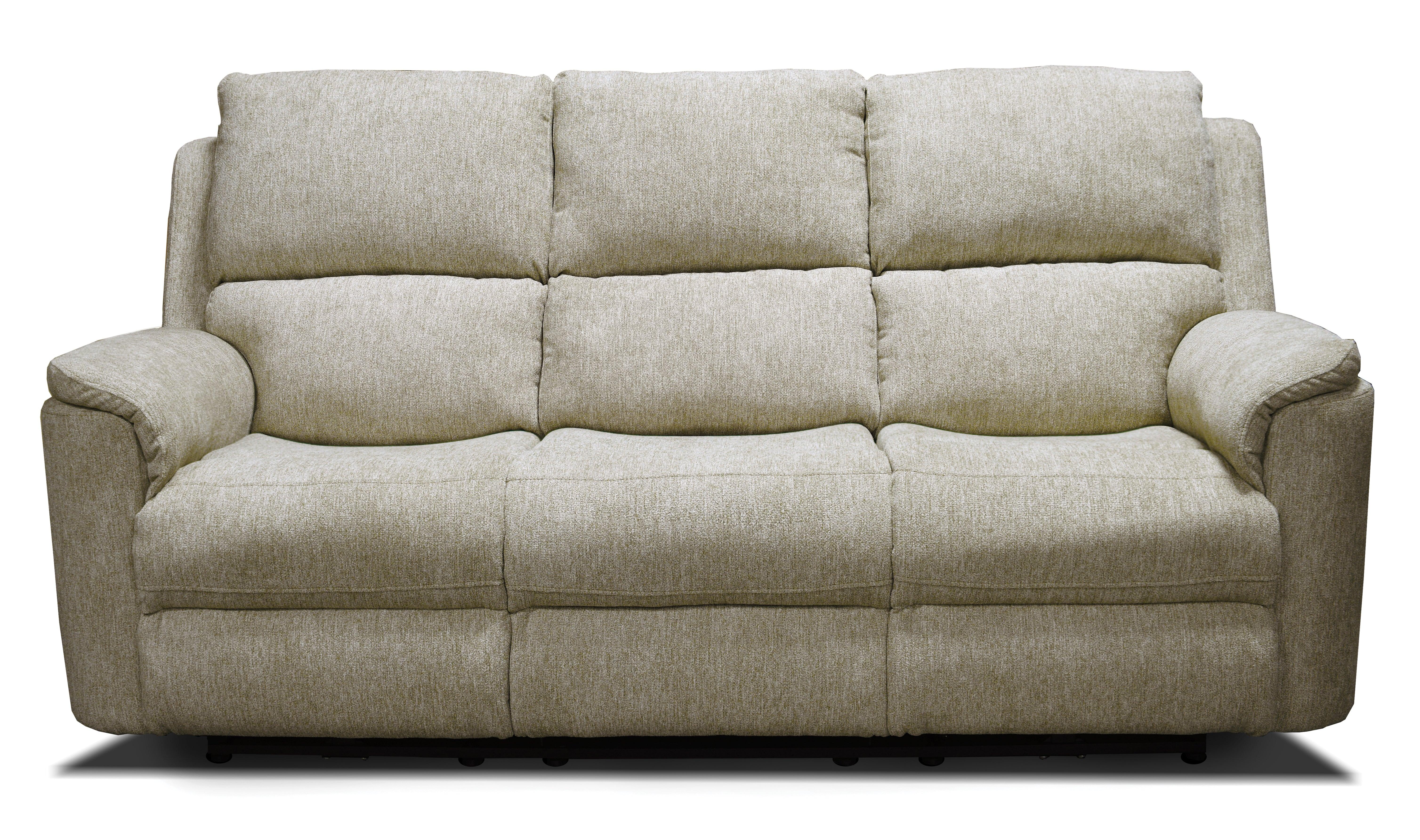 Sofá tapizado de dos plazas en tono beige / Beige upholstered two-seat sofa.