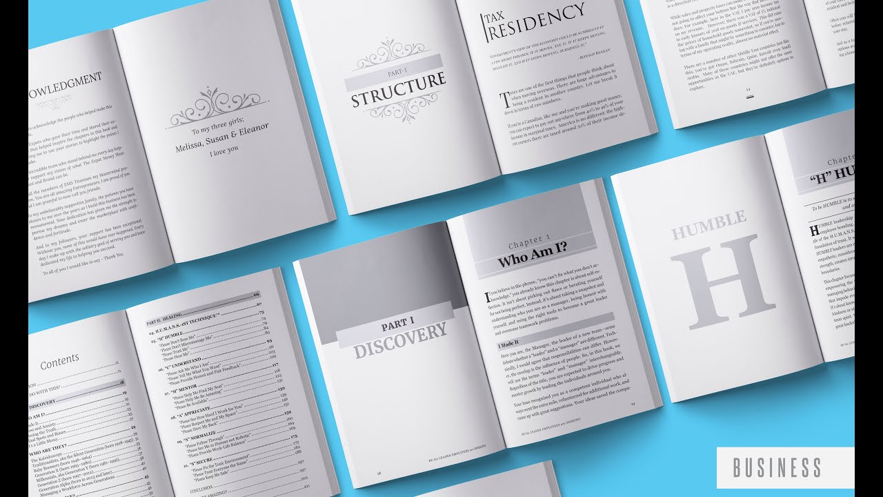 Book interiors arranged in a publishing and layout presentation