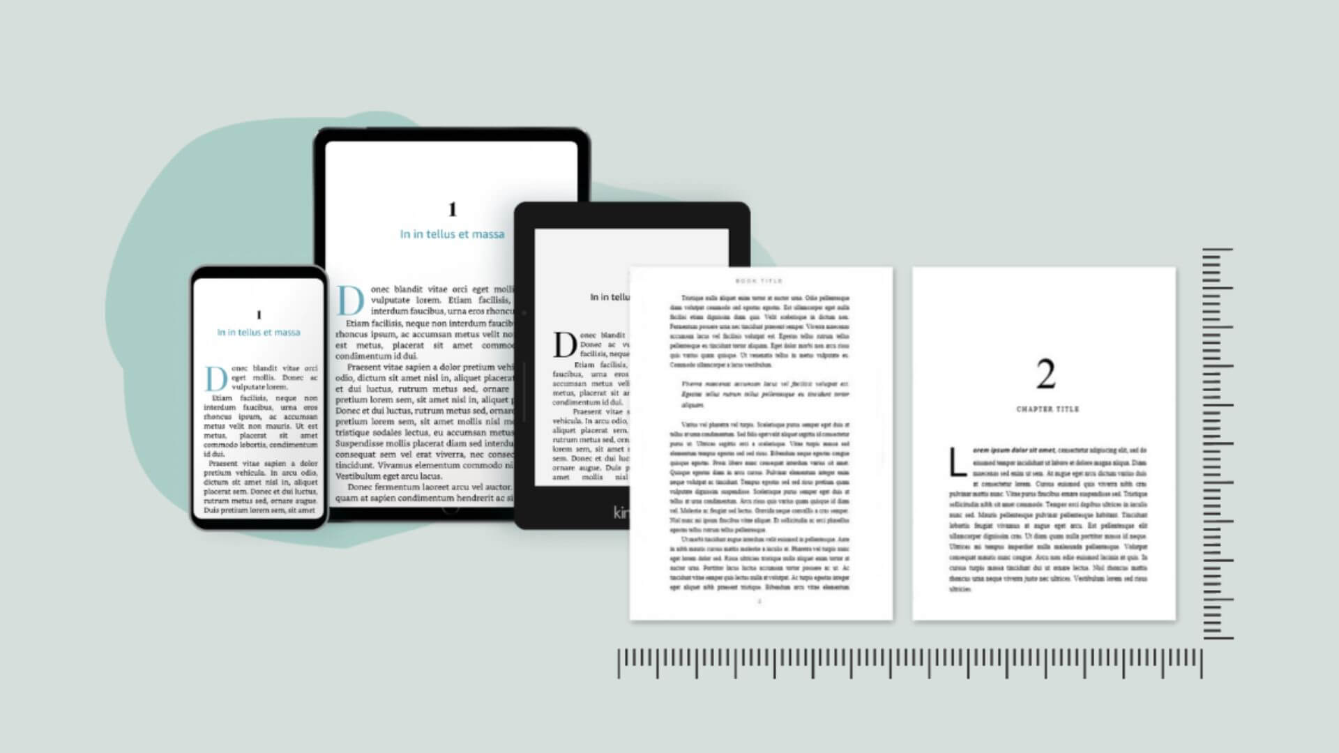 Digital book pages displayed across reading devices