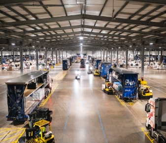Interior of a pallet distribution warehouse