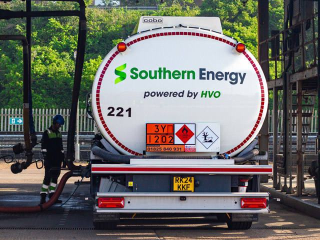 Southern Energy tanker displaying the company’s HVO fuel branding