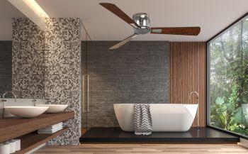 VAM ceiling fan shown in a bathroom setting