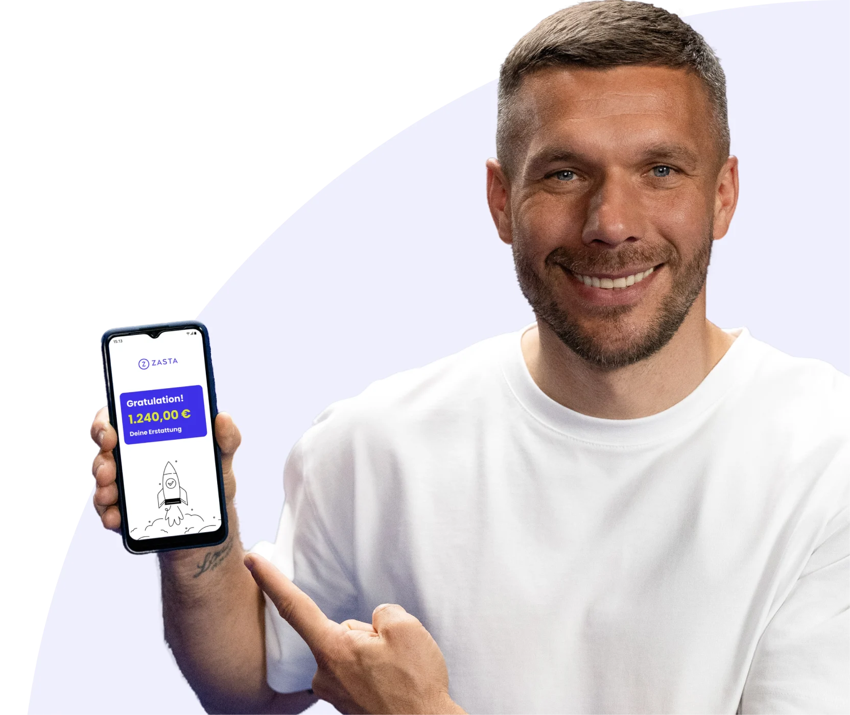 Zasta mobile app displayed on a customer’s phone