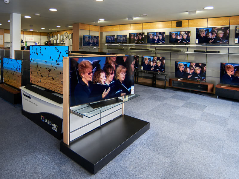 Televisions displayed in the Stuart Westmoreland showroom