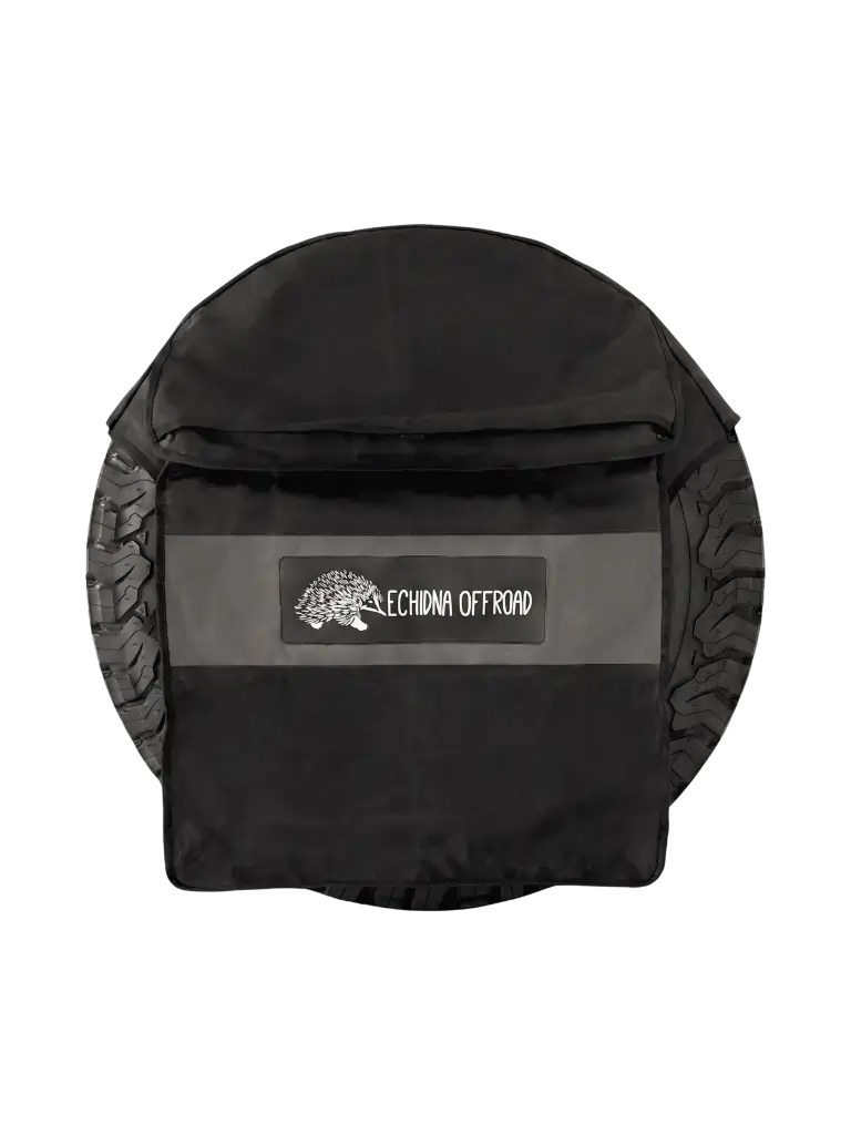 Echidna Offroad spare-wheel storage bag fitted to a vehicle