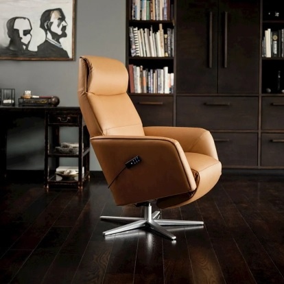 Reclining armchair shown in a furnished home interior.