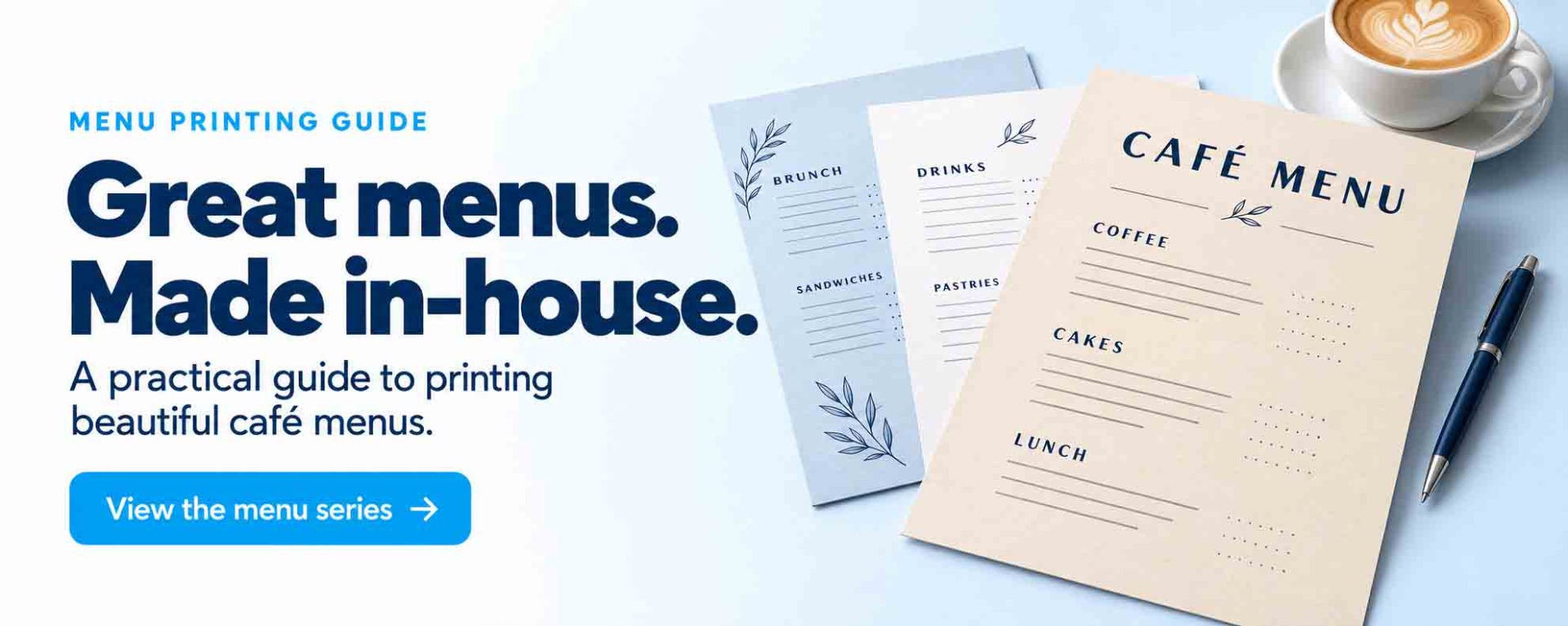 Ejemplos de menús impresos para cafetería / Examples of printed cafe menus