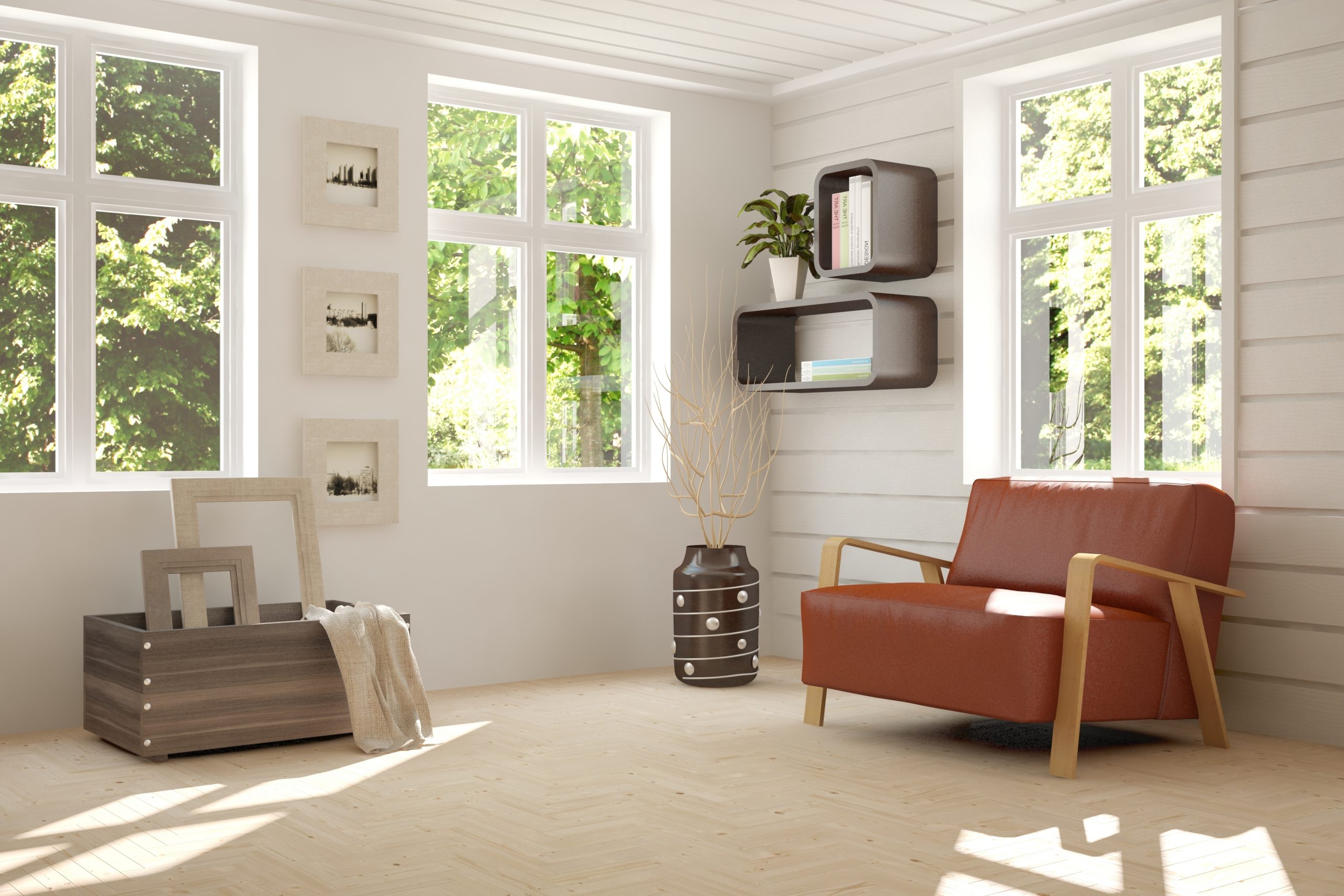 Replacement windows in a living room