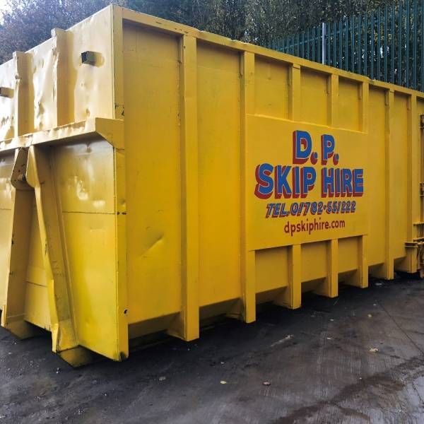 Yellow DP Skip Hire waste container