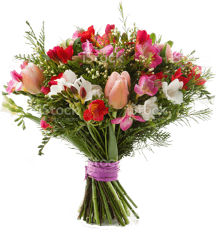 Ramo de flores mixtas preparado para regalo / Mixed-flower bouquet arranged as a gift