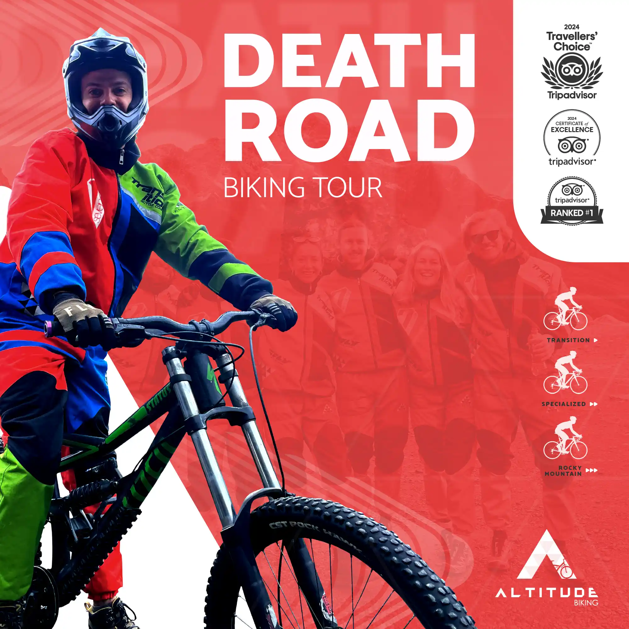 Imagen promocional de la excursión en bicicleta por la Ruta de la Muerte
