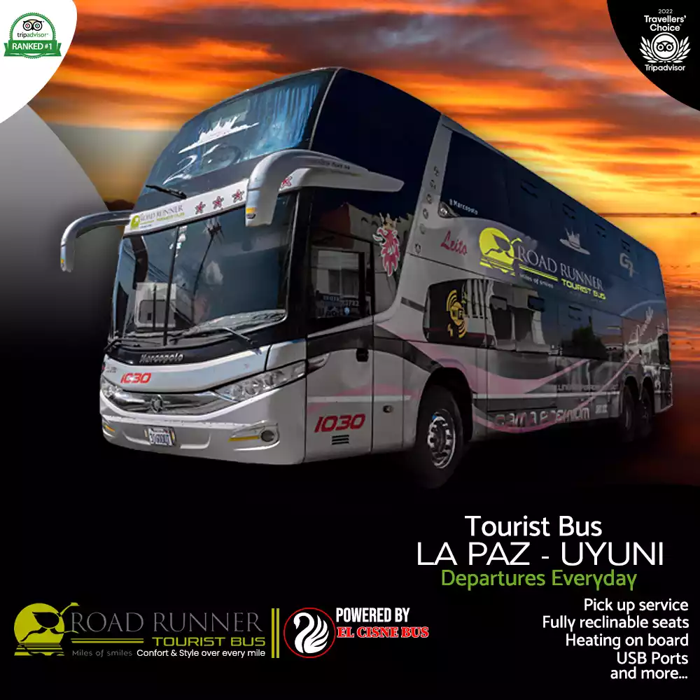 Autobús turístico para el trayecto entre La Paz y Uyuni