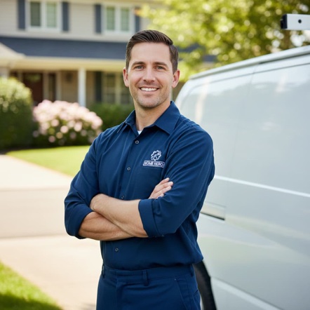Appliance technician repairing a household appliance