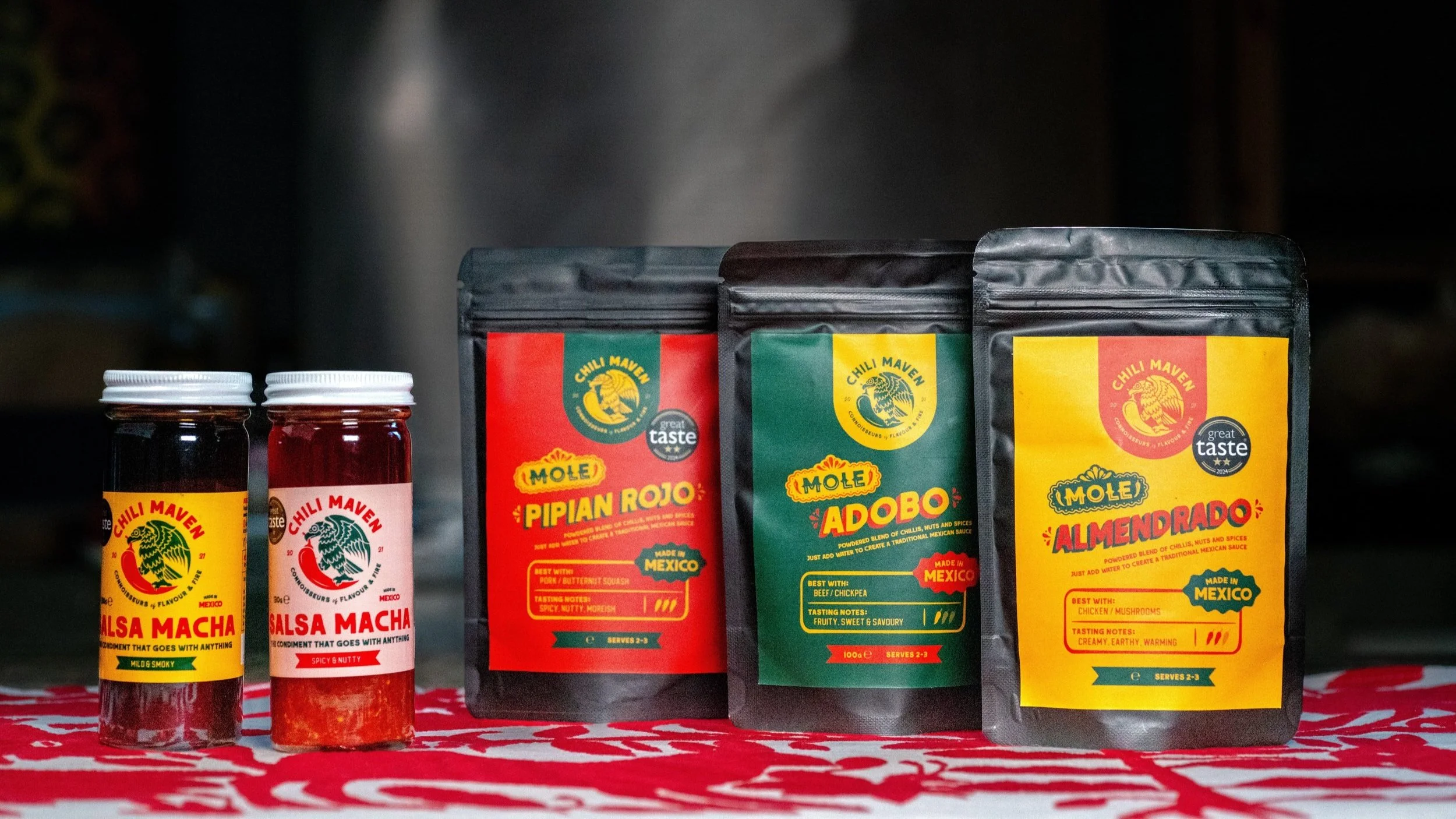 Chili Maven salsa macha jars and mole mixes