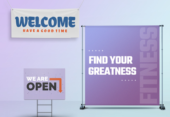Examples of printed banners and business signs