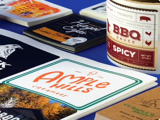 Examples of printed product labels