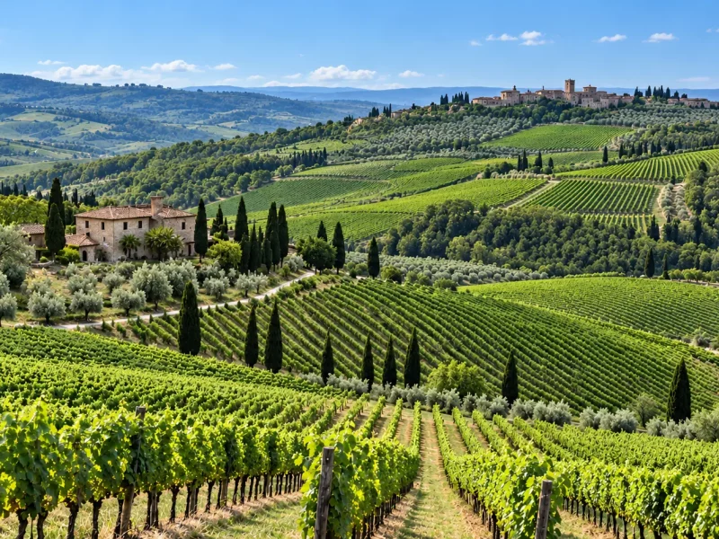 Viñedos de Chianti en una ruta de vino de Walkabout