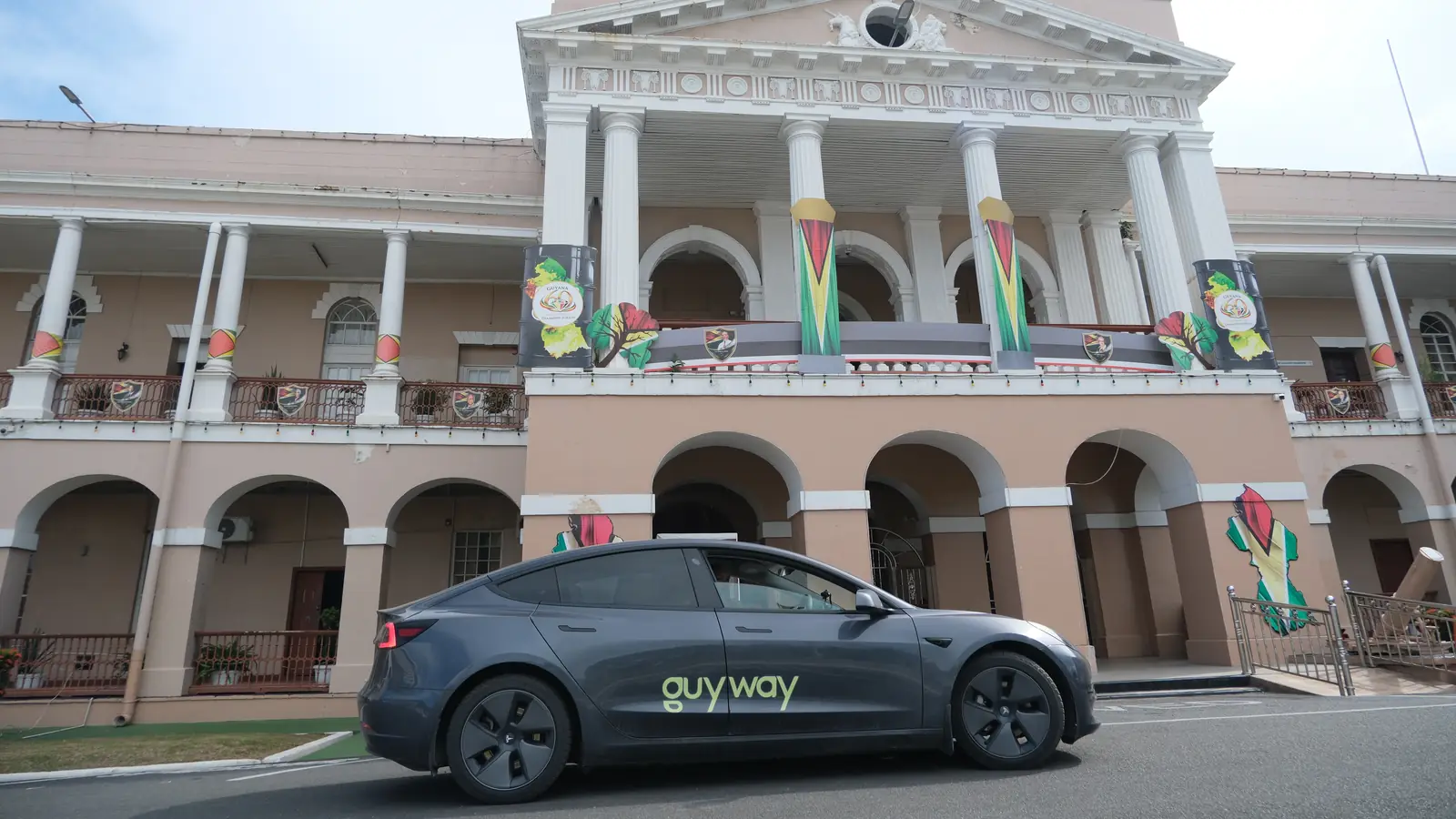 GuyWay-branded electric car in Georgetown, Guyana