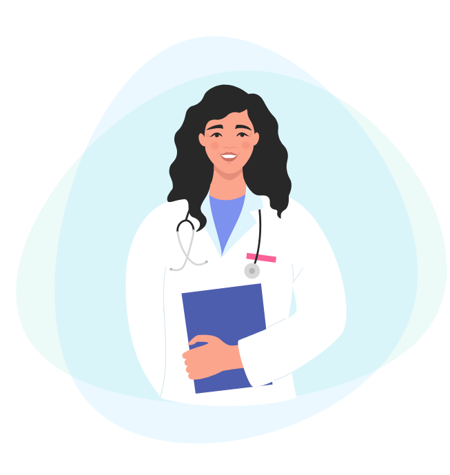Illustration of a doctor supporting a home health test