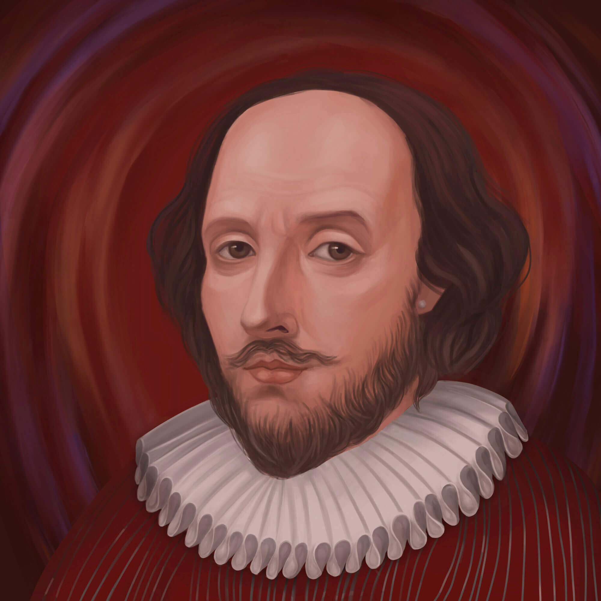 Illustrated portrait of William Shakespeare