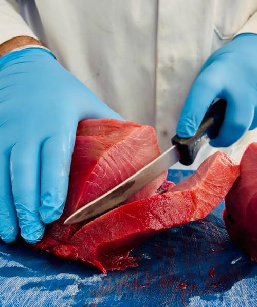 Fish being prepared at King Crab and Premier Seafoods in Grimsby