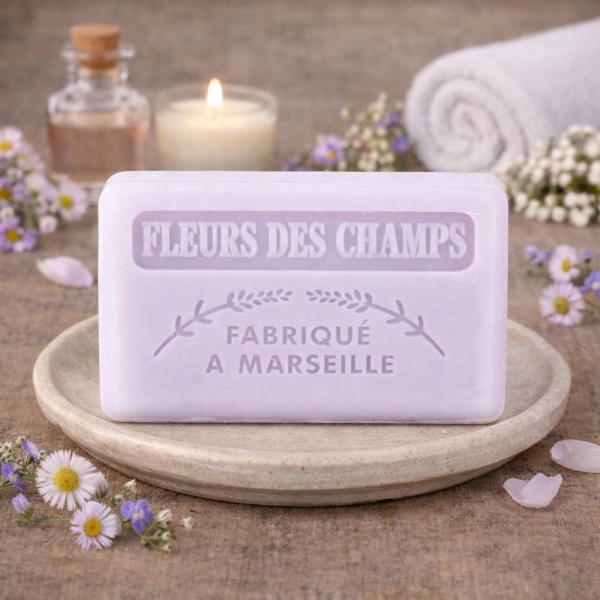 French soap products displayed by Natural French Soap Co.