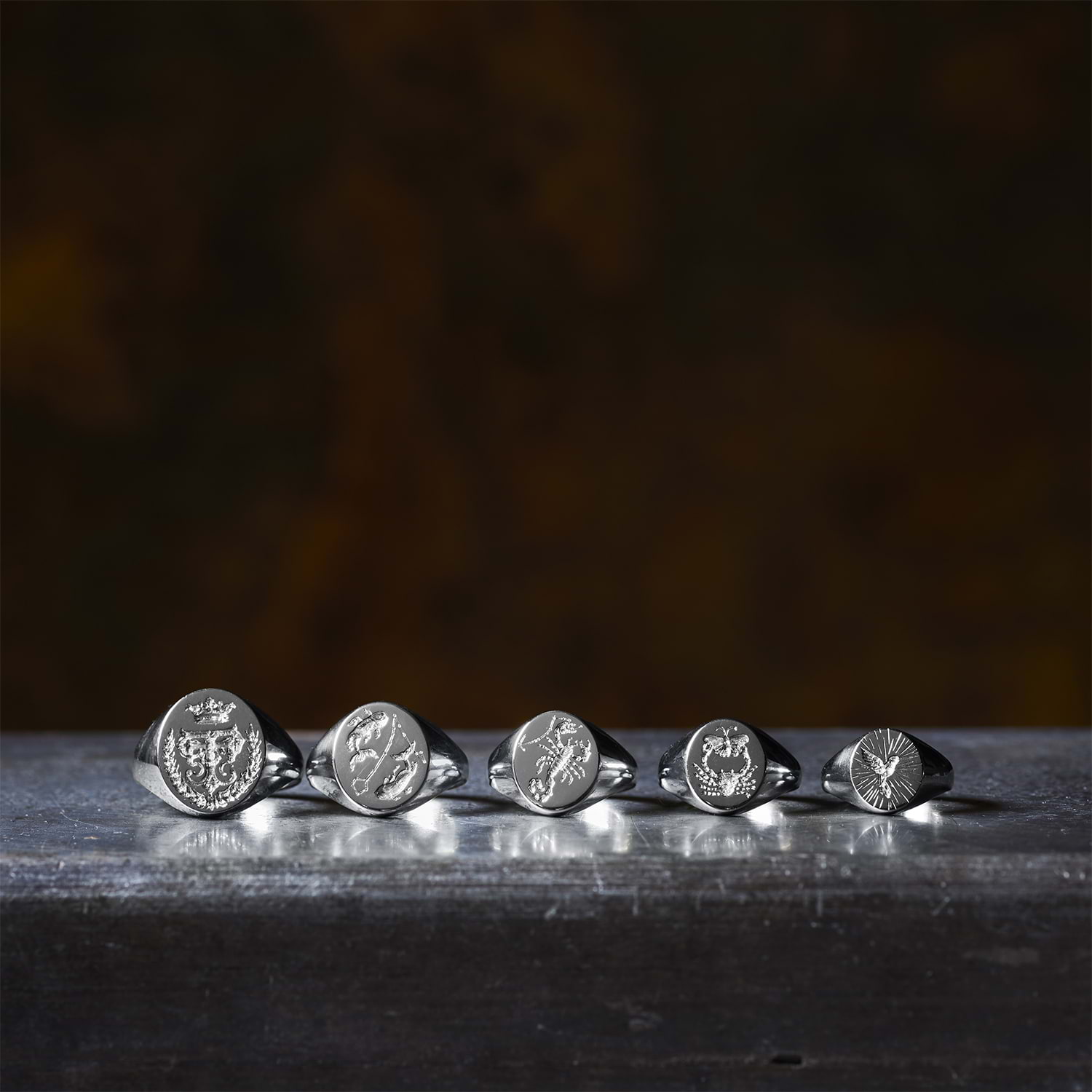 Selection of engraved Rebus signet rings