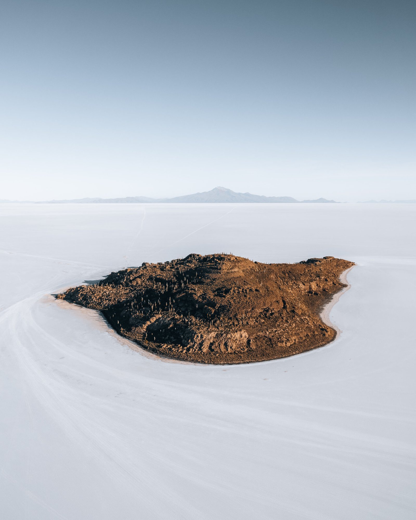 Vista aérea de la isla Incahuasi en el Salar de Uyuni, foto de Salty Desert