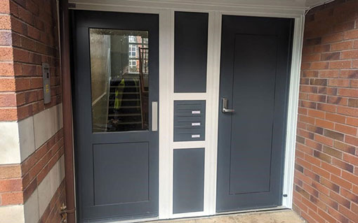 Security door and entrance screen shown in the company gallery