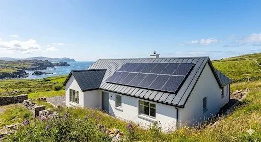 House with rooftop solar panels