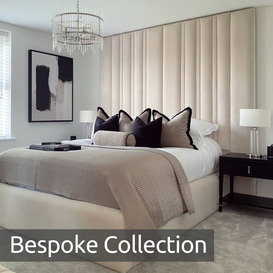 Bespoke upholstered bed shown by The Luxury Bed Company