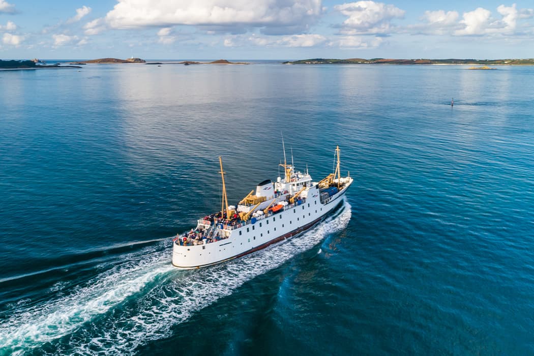 Scillonian ferry sailing to the Isles of Scilly
