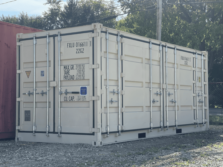 White shipping container shown by Buckeye Container Carriers