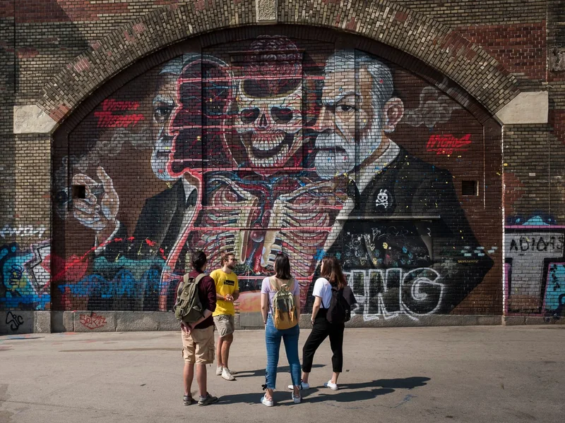Mural de arte urbano en una calle de Viena