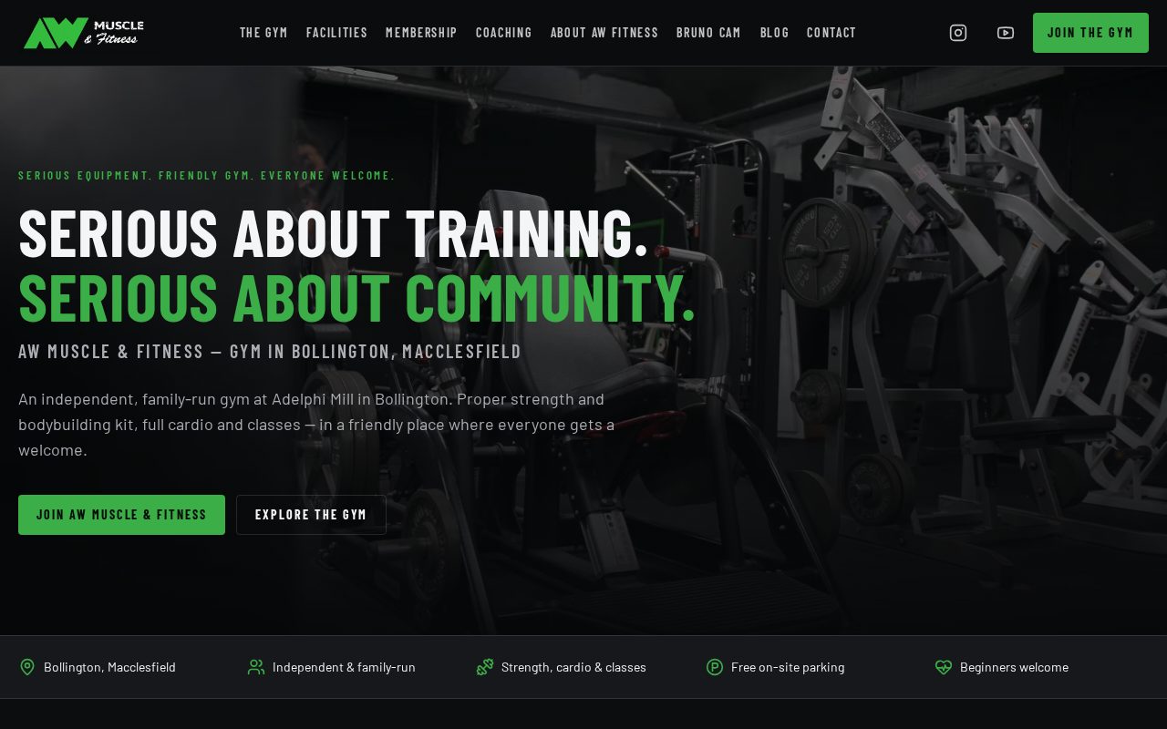 Website for AW Muscle & Fitness, a Gee Web Design portfolio project