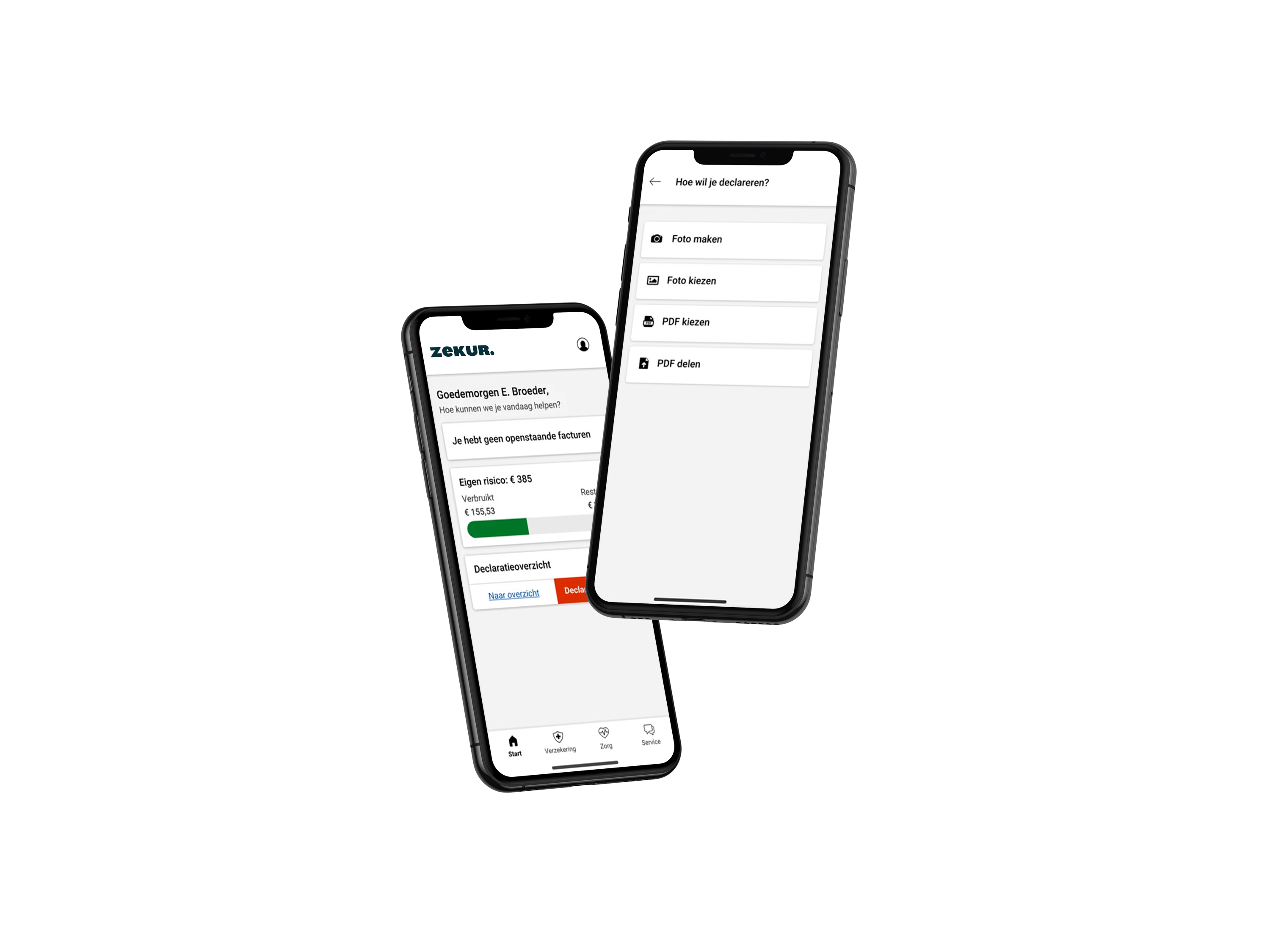 Screens from the ZEKUR customer app